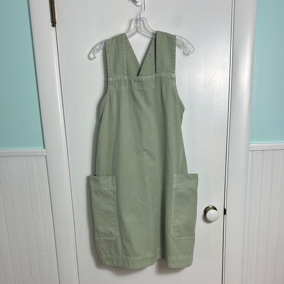 Everlane The Cross Back Apron Dress Eucalyptus Green Organic Cotton Medium - Picture 3 of 12